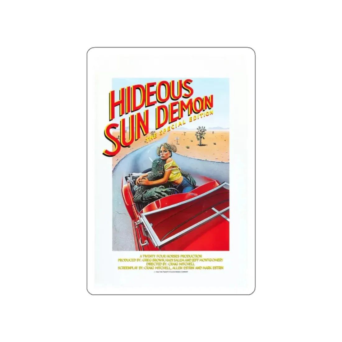 REVENGE OF THE SUN DEMON (HIDEOUS SUN DEMON) 1983 Movie Poster STICKER Vinyl Die-Cut Decal 2 Inch - The Sticker Space