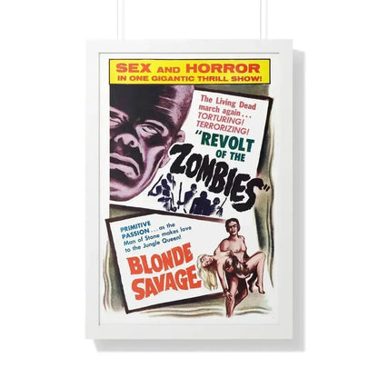REVOLT OF THE ZOMBIES + BLONDE SAVAGE 1952 - Framed Movie Poster 20" x 30" White - The Sticker Space