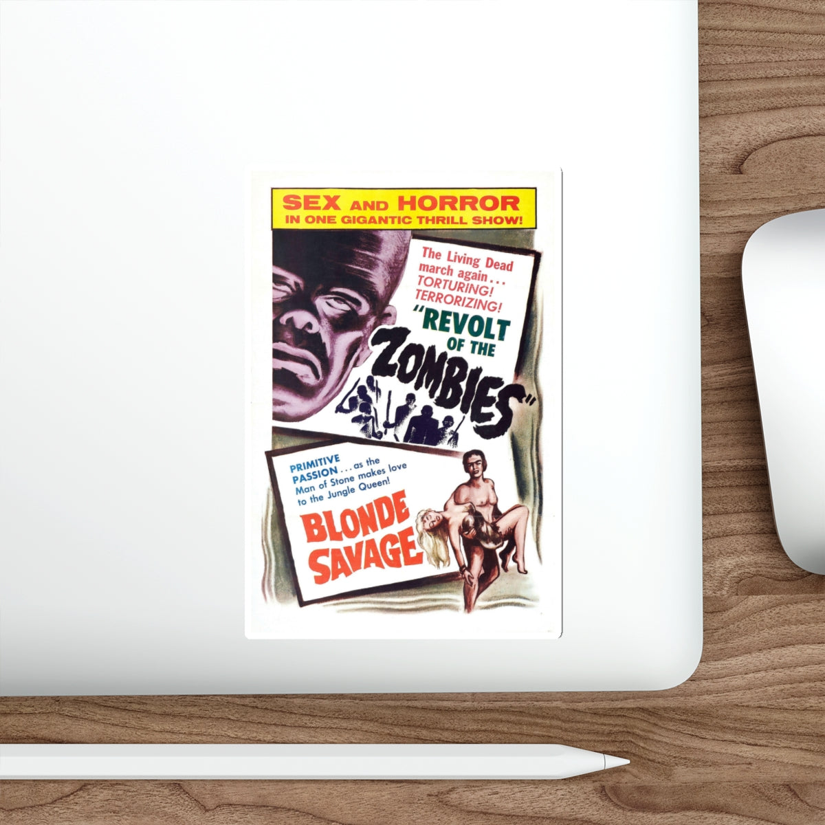 REVOLT OF THE ZOMBIES + BLONDE SAVAGE 1952 Movie Poster STICKER Vinyl Die-Cut Decal-The Sticker Space