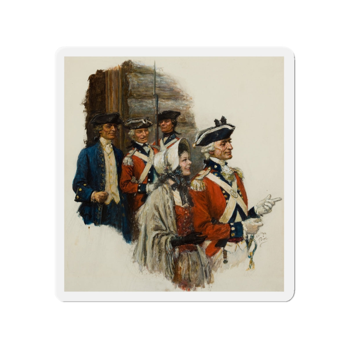 Revolutionary War Scene (Magazine Illustration) Refrigerator Magnet-3" x 3"-The Sticker Space