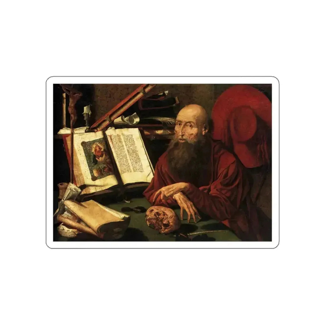 REYMERSWAELE, Marinus van - St Jerome2 (Artwork) STICKER Vinyl Die-Cut Decal White Die-Cut 6 Inch - The Sticker Space