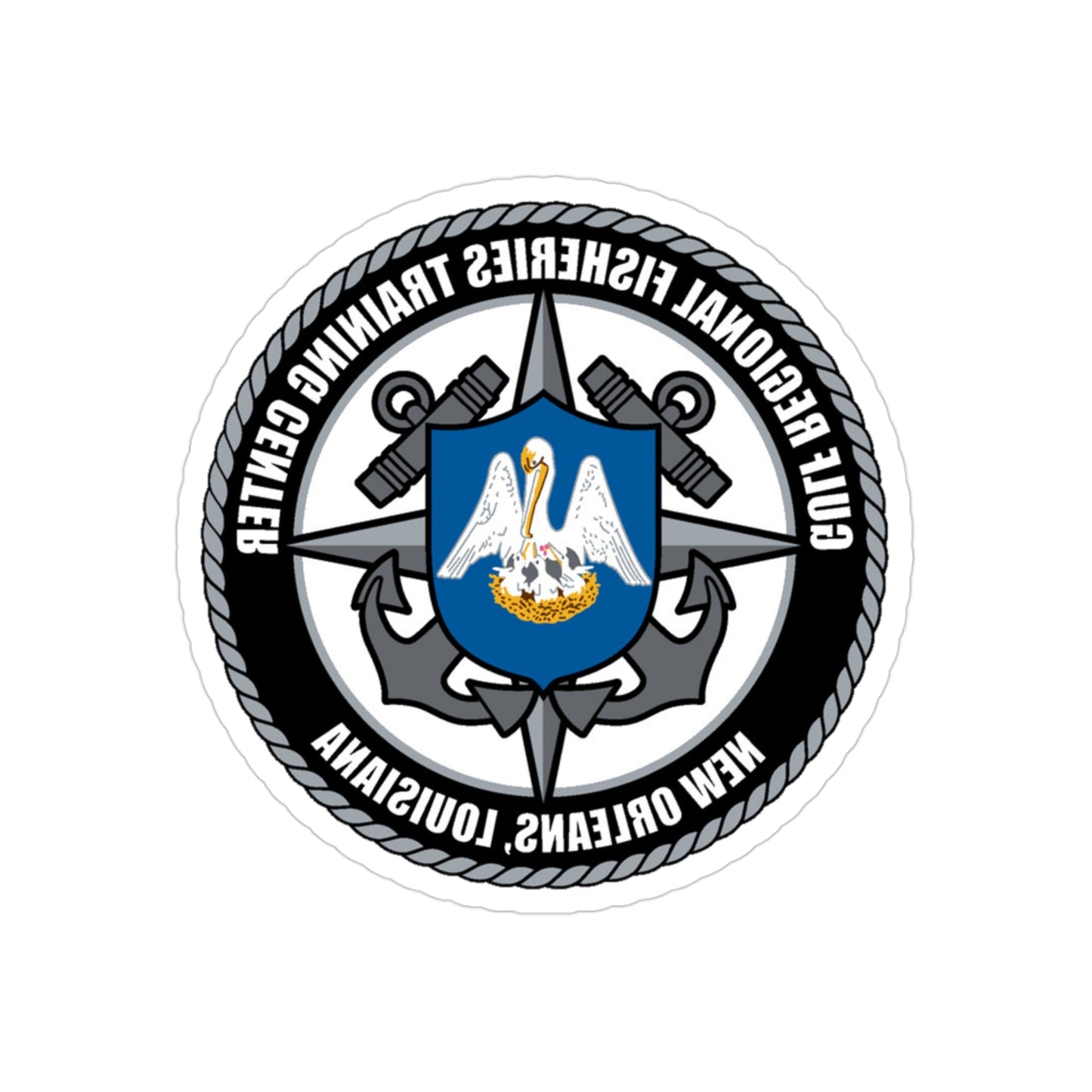 RFTC New Orleans Louisiana (U.S. Coast Guard) REVERSE PRINT Transparent STICKER-3 Inch-The Sticker Space