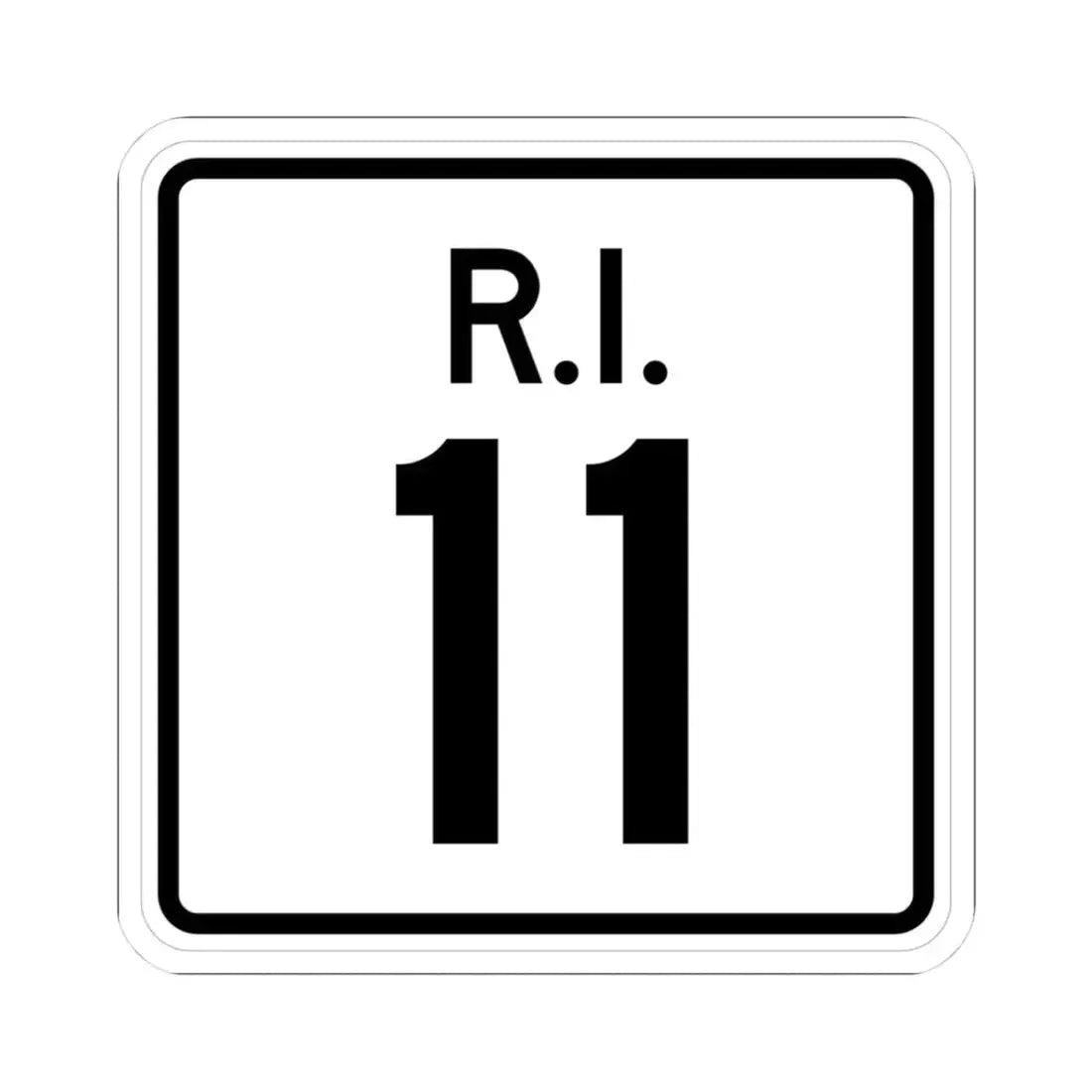 Rhode Island 11 (Rhode Island) (Road Sign) STICKER Vinyl Kiss-Cut Decal 3 Inch White - The Sticker Space
