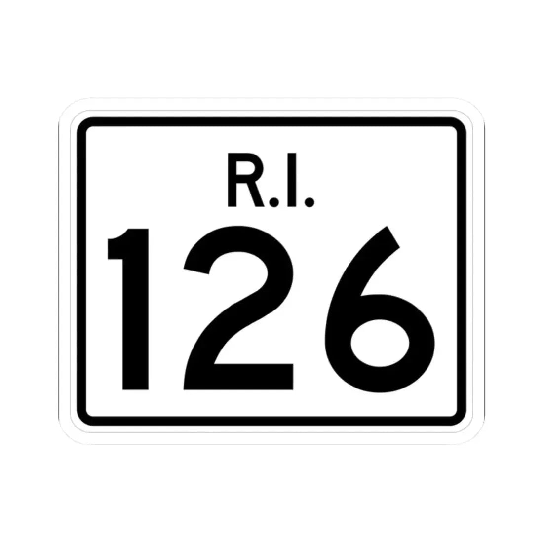 Rhode Island 126 (Rhode Island) (Road Sign) STICKER Vinyl Kiss-Cut Decal 2 Inch White - The Sticker Space