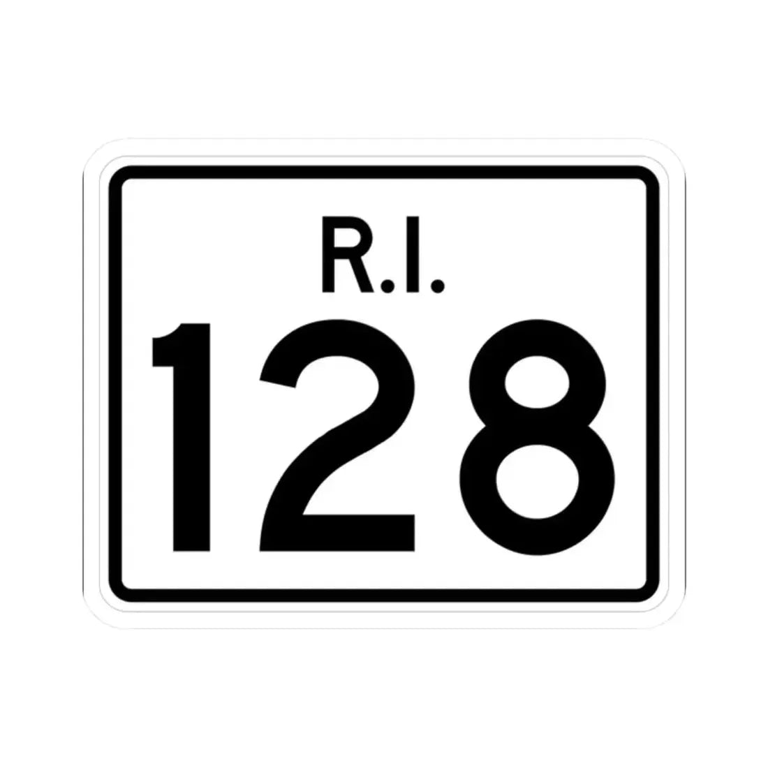 Rhode Island 128 (Rhode Island) (Road Sign) STICKER Vinyl Kiss-Cut Decal 2 Inch White - The Sticker Space