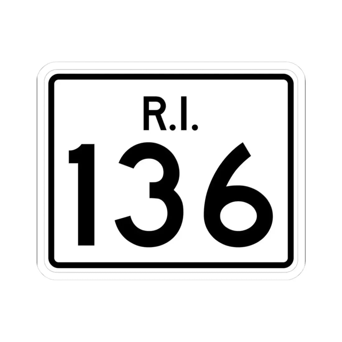 Rhode Island 136 (Rhode Island) (Road Sign) STICKER Vinyl Kiss-Cut Decal 3 Inch White - The Sticker Space