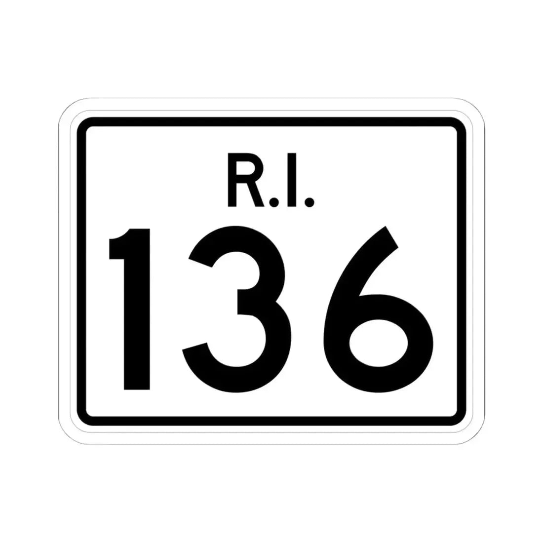 Rhode Island 136 (Rhode Island) (Road Sign) STICKER Vinyl Kiss-Cut Decal 6 Inch White - The Sticker Space