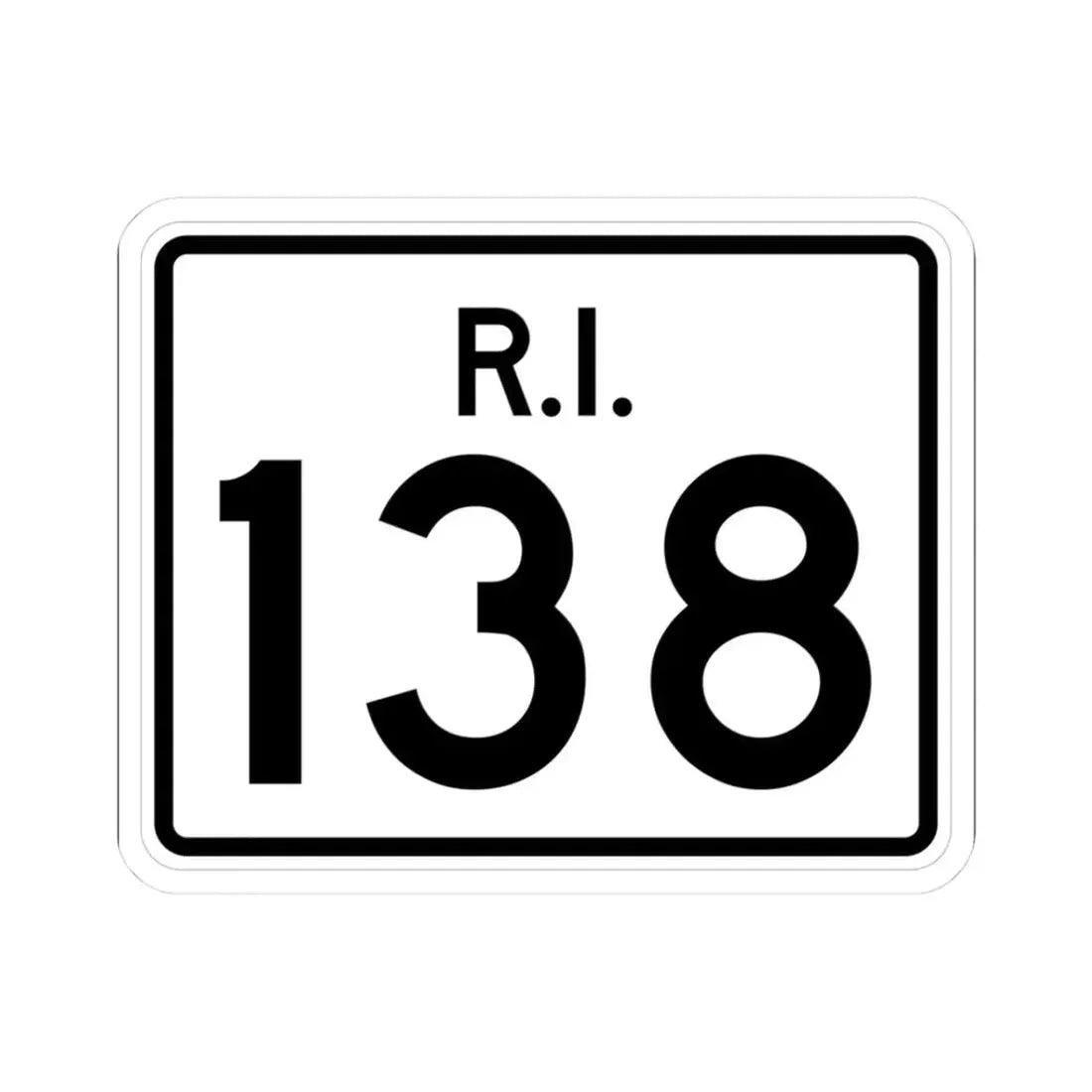 Rhode Island 138 (Rhode Island) (Road Sign) STICKER Vinyl Kiss-Cut Decal 3 Inch White - The Sticker Space