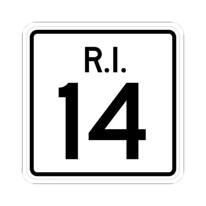 Rhode Island 14 (Rhode Island) (Road Sign) STICKER Vinyl Kiss-Cut Decal 3 Inch White - The Sticker Space