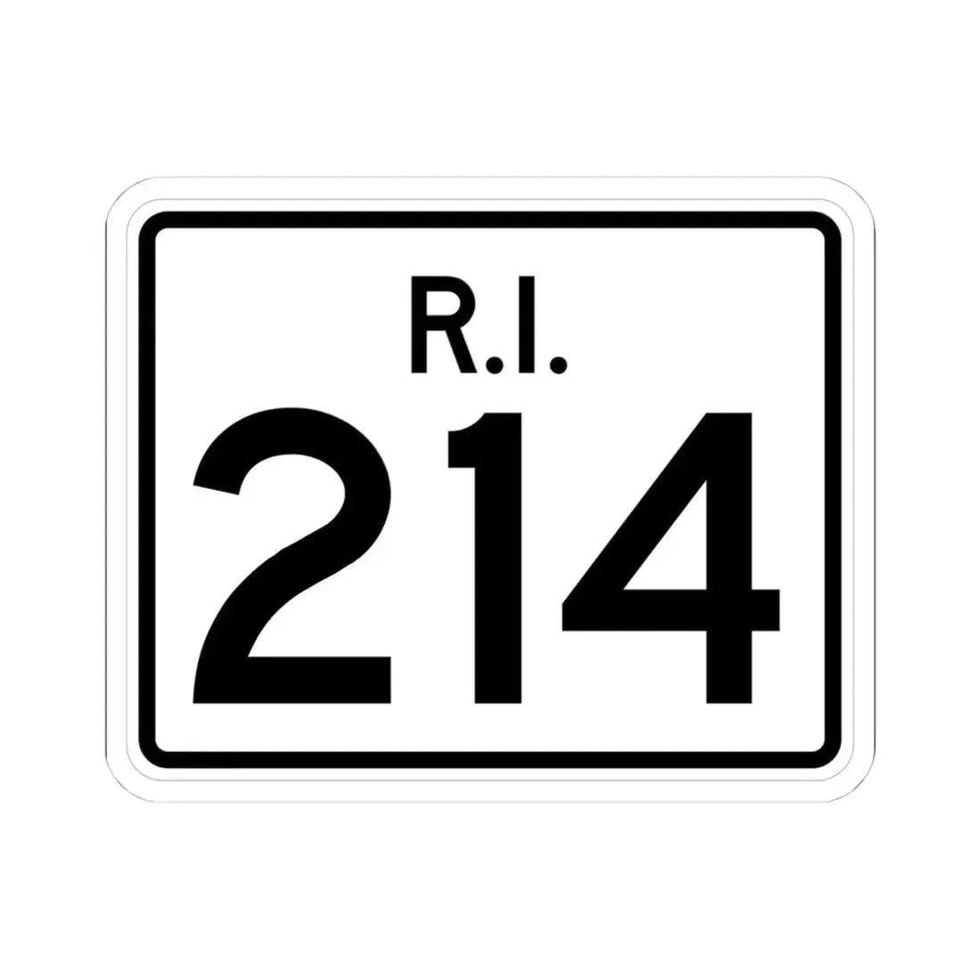 Rhode Island 214 (Rhode Island) (Road Sign) STICKER Vinyl Kiss-Cut Decal 4 Inch White - The Sticker Space