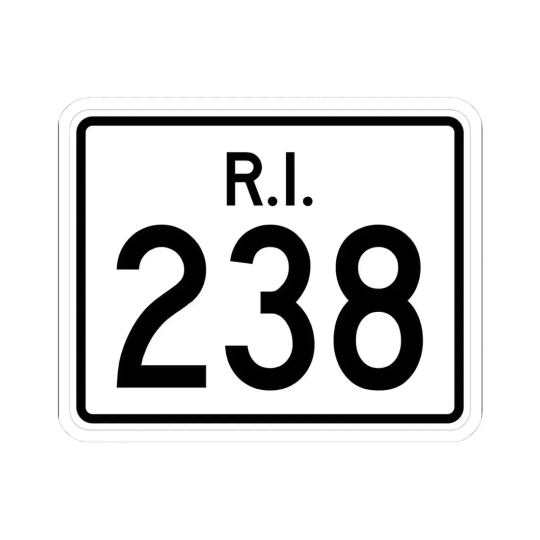 Rhode Island 238 (Rhode Island) (Road Sign) STICKER Vinyl Kiss-Cut Decal 3 Inch White - The Sticker Space