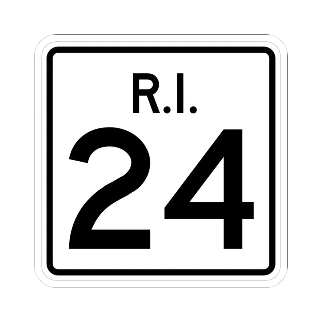 Rhode Island 24 (Rhode Island) (Road Sign) STICKER Vinyl Kiss-Cut Decal 3 Inch White - The Sticker Space