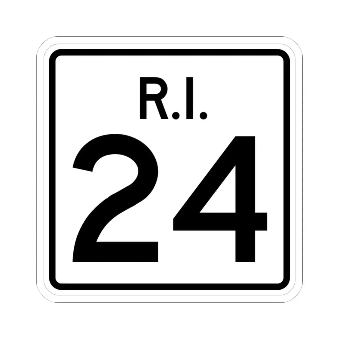 Rhode Island 24 (Rhode Island) (Road Sign) STICKER Vinyl Kiss-Cut Decal 4 Inch White - The Sticker Space