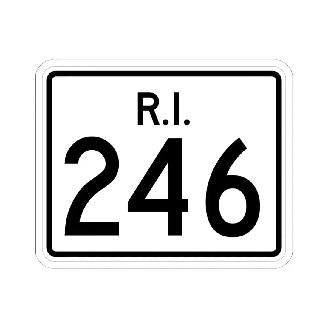 Rhode Island 246 (Rhode Island) (Road Sign) STICKER Vinyl Kiss-Cut Decal 6 Inch White - The Sticker Space