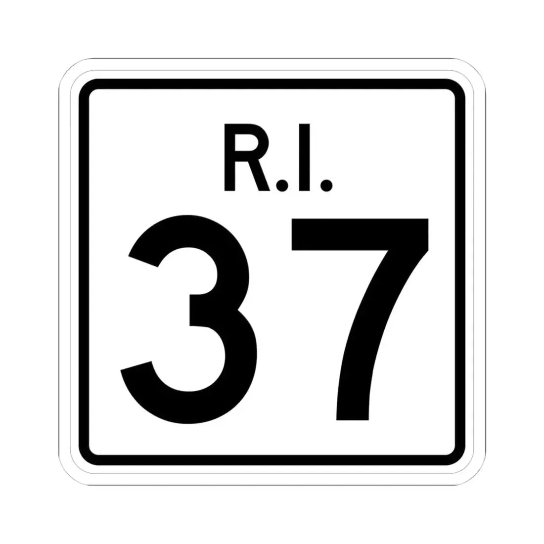 Rhode Island 37 (Rhode Island) (Road Sign) STICKER Vinyl Kiss-Cut Decal 4 Inch White - The Sticker Space