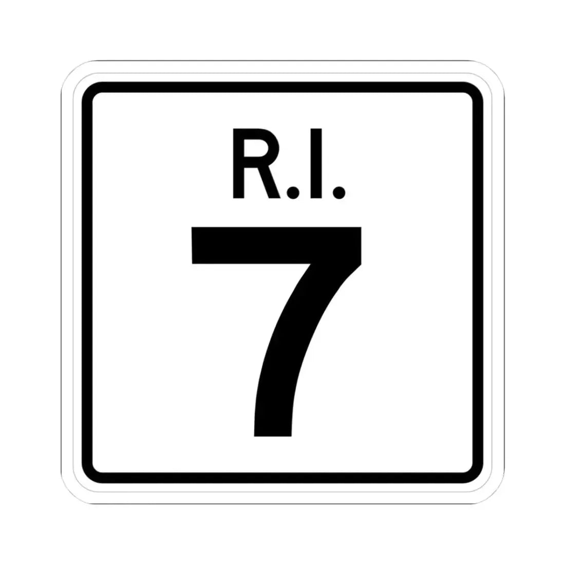 Rhode Island 7 (Rhode Island) (Road Sign) STICKER Vinyl Kiss-Cut Decal 3 Inch White - The Sticker Space