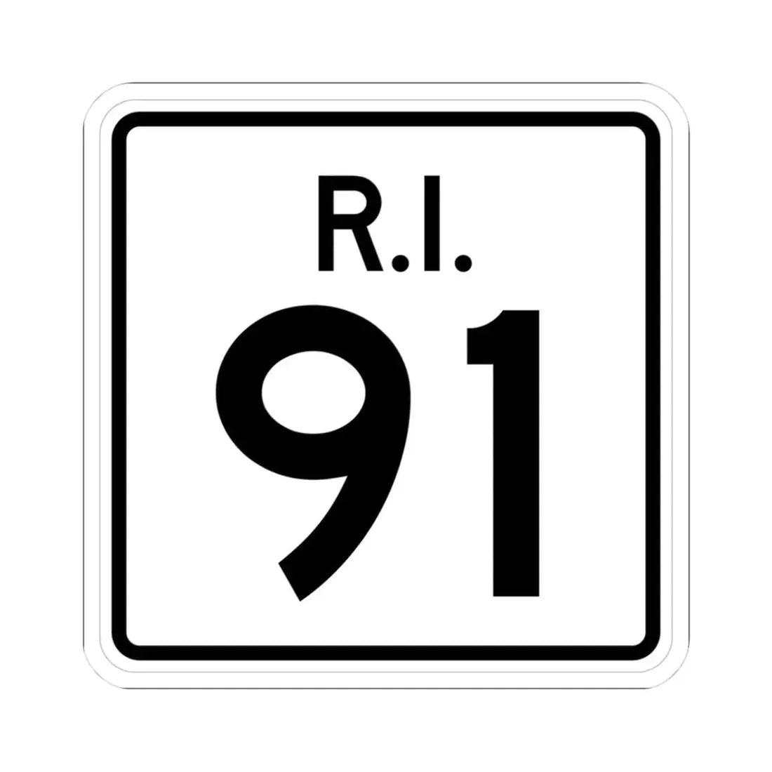 Rhode Island 91 (Rhode Island) (Road Sign) STICKER Vinyl Kiss-Cut Decal 3 Inch White - The Sticker Space