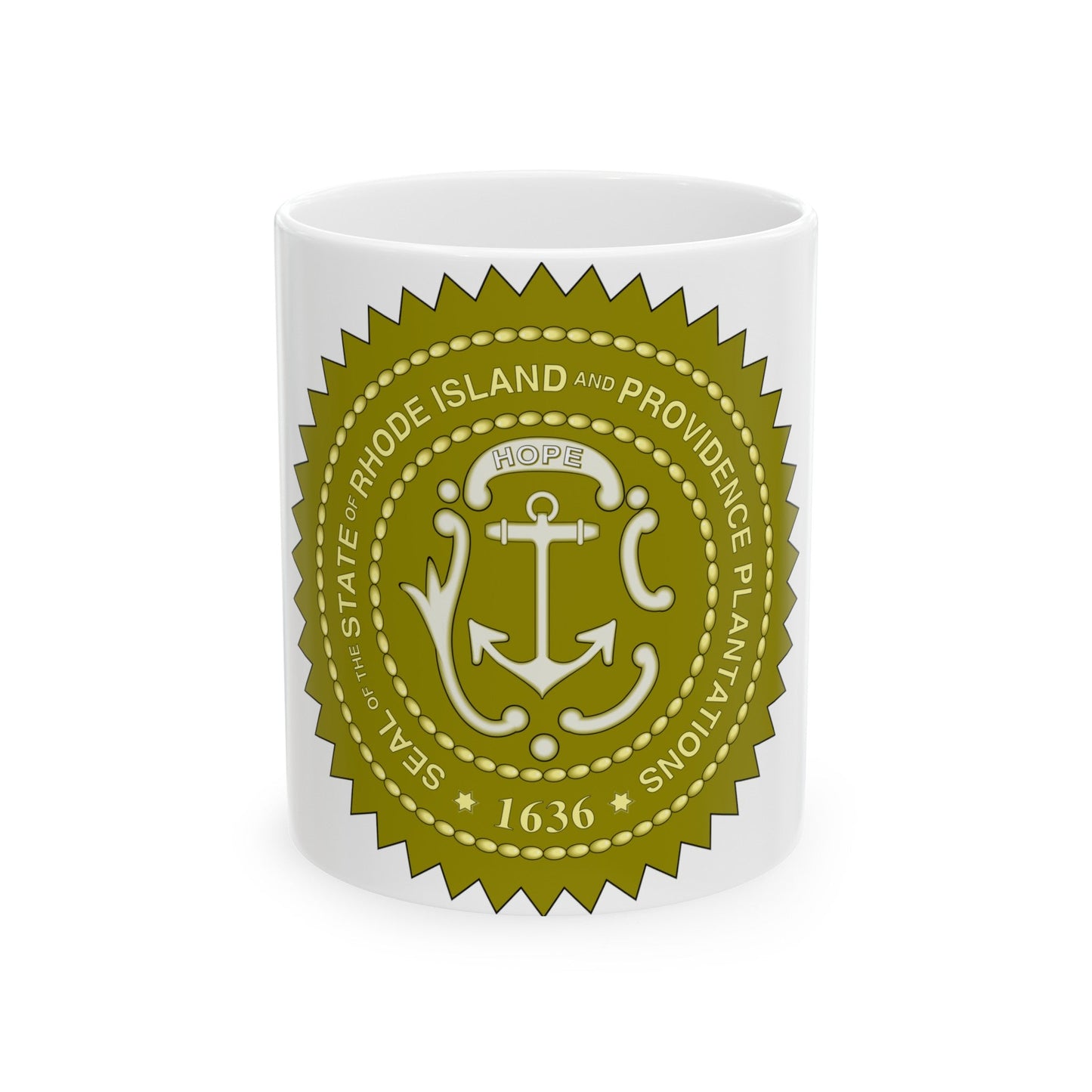 Rhode Island State Seal 2 - White Coffee Mug-The Sticker Space