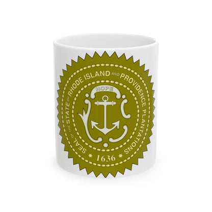 Rhode Island State Seal 2 - White Coffee Mug-The Sticker Space