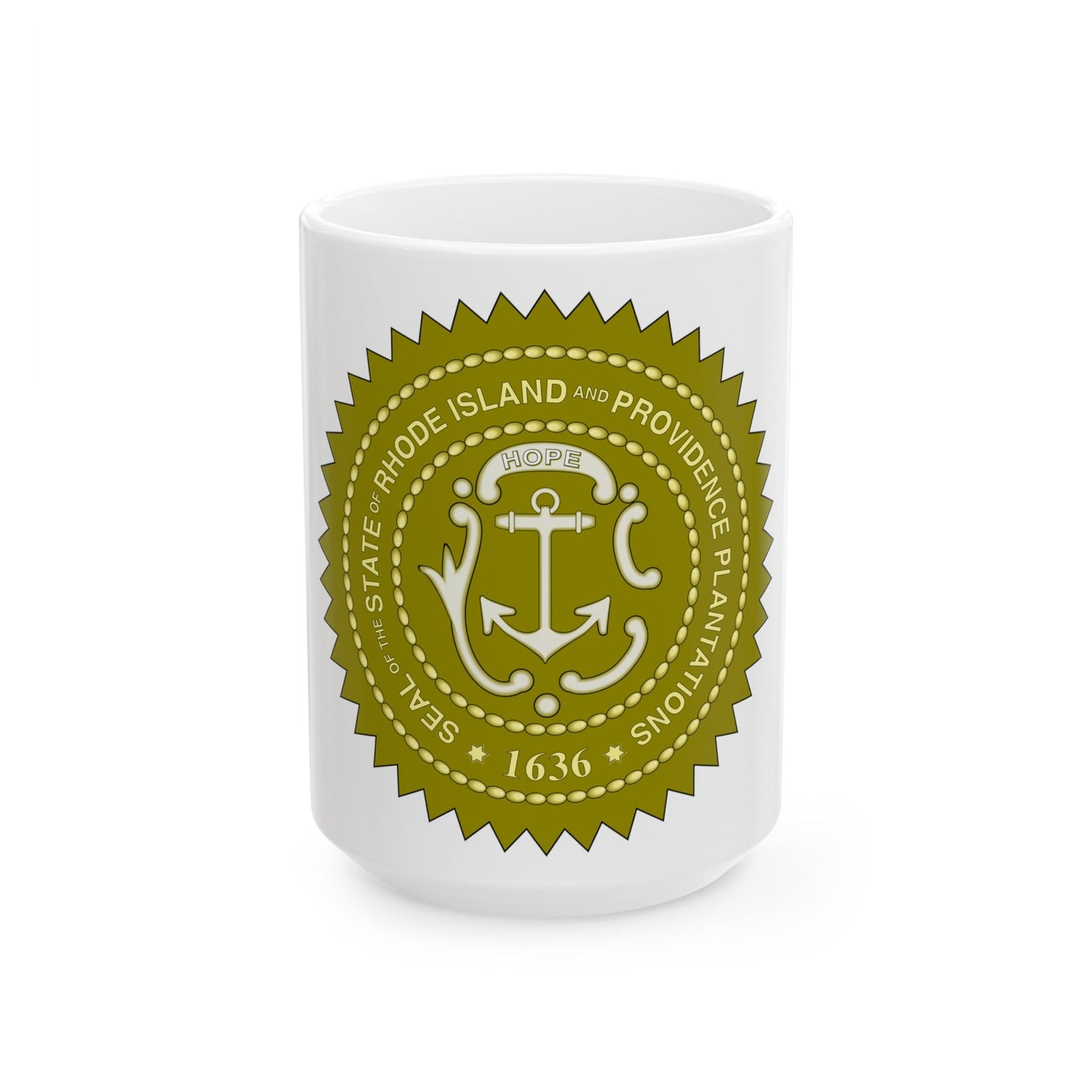 Rhode Island State Seal 2 - White Coffee Mug-The Sticker Space