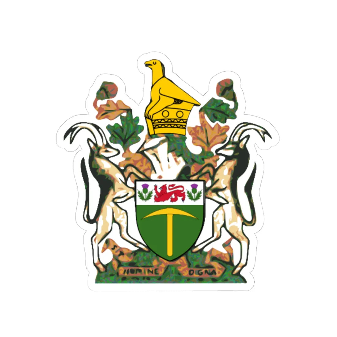 Rhodesian coat of arms Sag (Zimbabwe) (Coat of Arms) STICKER Vinyl Kiss-Cut Decal 4 Inch White - The Sticker Space