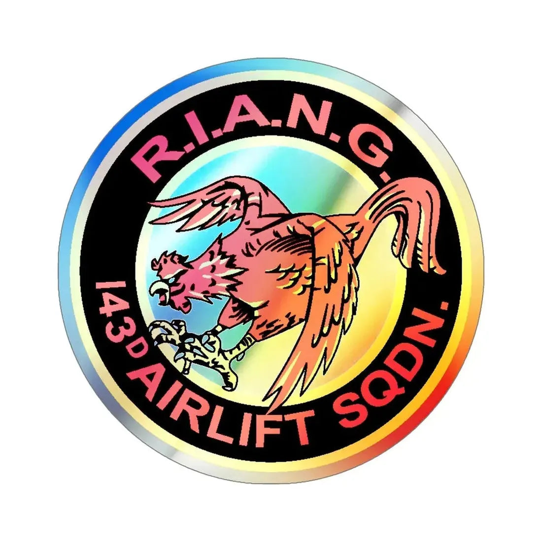 R.I.A.N.G. 143rd Airlift Sq (U.S. Air Force) Holographic STICKER Die-Cut Vinyl Decal 6 Inch Holographic - The Sticker Space