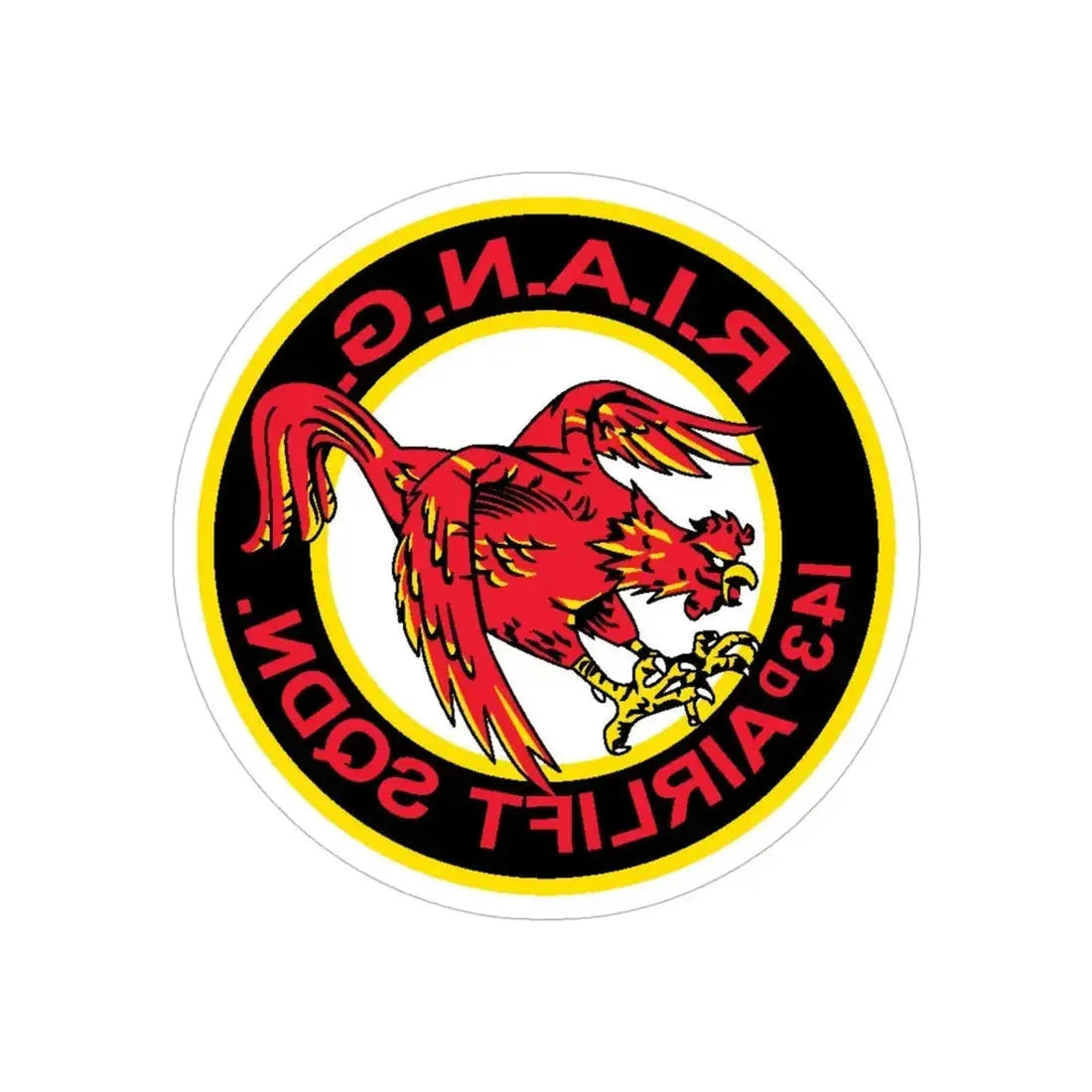 R.I.A.N.G. 143rd Airlift Sq (U.S. Air Force) REVERSE PRINT Transparent Die-Cut STICKER 6 Inch Die-Cut Transparent - The Sticker Space