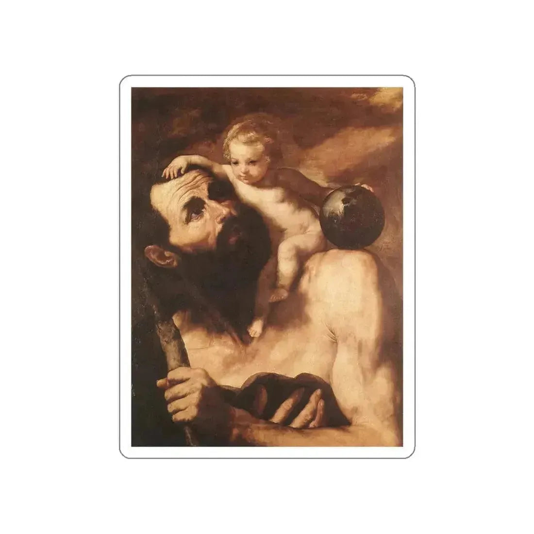 RIBERA, Jusepe de - St Christopher (Artwork) STICKER Vinyl Die-Cut Decal White Die-Cut 4 Inch - The Sticker Space