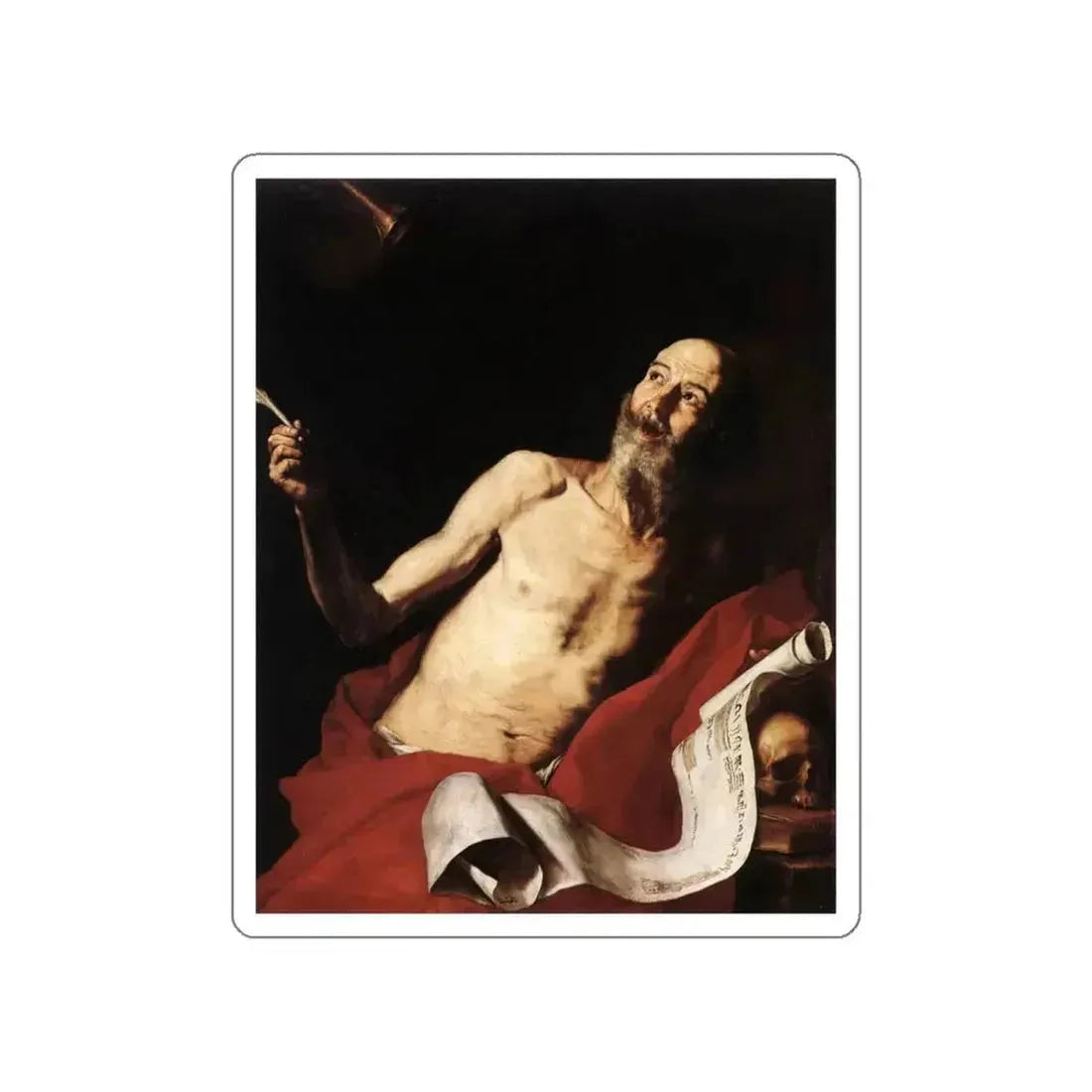 RIBERA, Jusepe de - St Jerome (Artwork) STICKER Vinyl Die-Cut Decal White Die-Cut 3 Inch - The Sticker Space