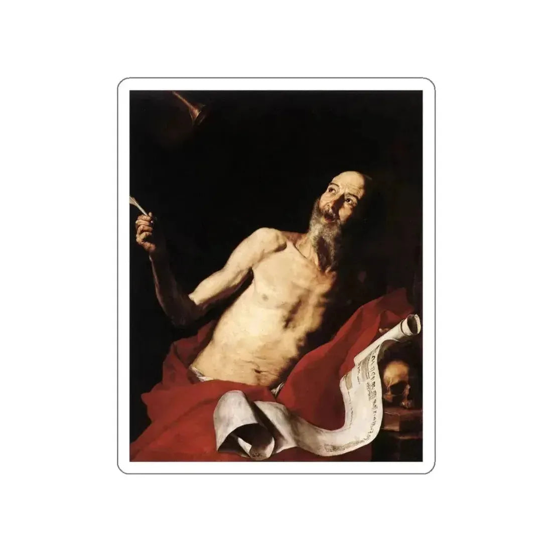 RIBERA, Jusepe de - St Jerome (Artwork) STICKER Vinyl Die-Cut Decal White Die-Cut 4 Inch - The Sticker Space