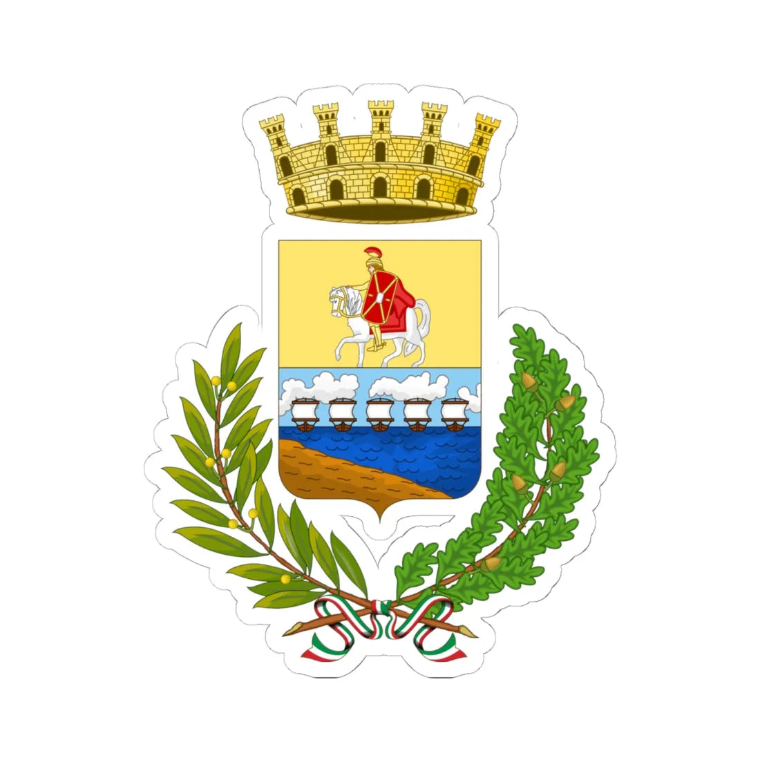 Riccione-Stemma (Italy) (Coat of Arms) STICKER Vinyl Kiss-Cut Decal 6 Inch White - The Sticker Space