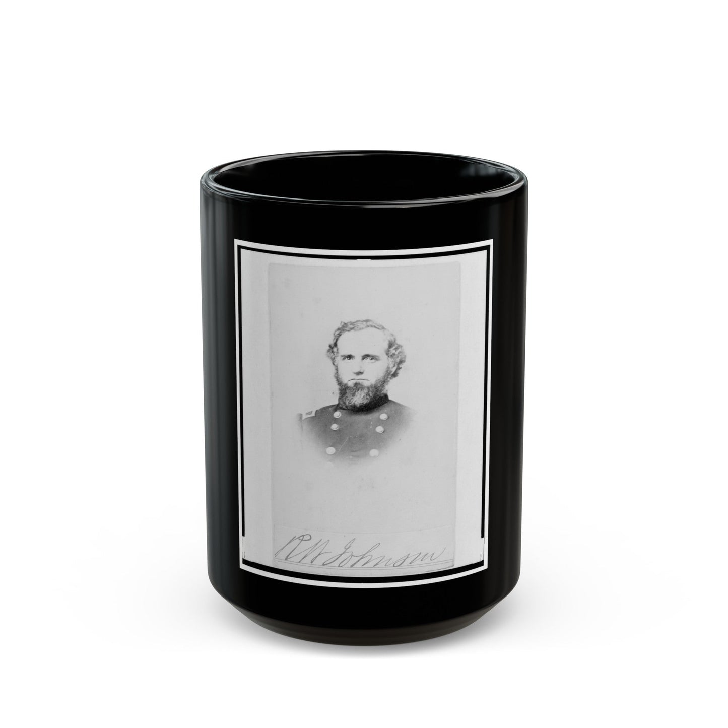 Richard W. Johnson, Union General, Bust Portrait, Facing Front (U.S. Civil War) Black Coffee Mug-15oz-The Sticker Space