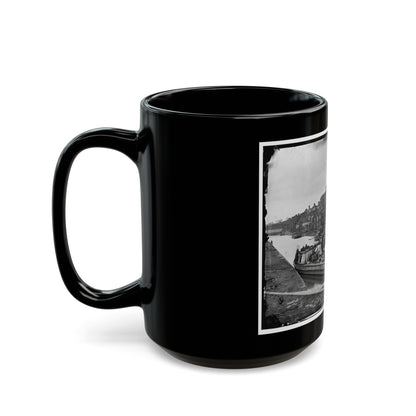 Richmond, Va. Barges With African Americans On The Canal; Ruined Buildings Beyond (U.S. Civil War) Black Coffee Mug-The Sticker Space