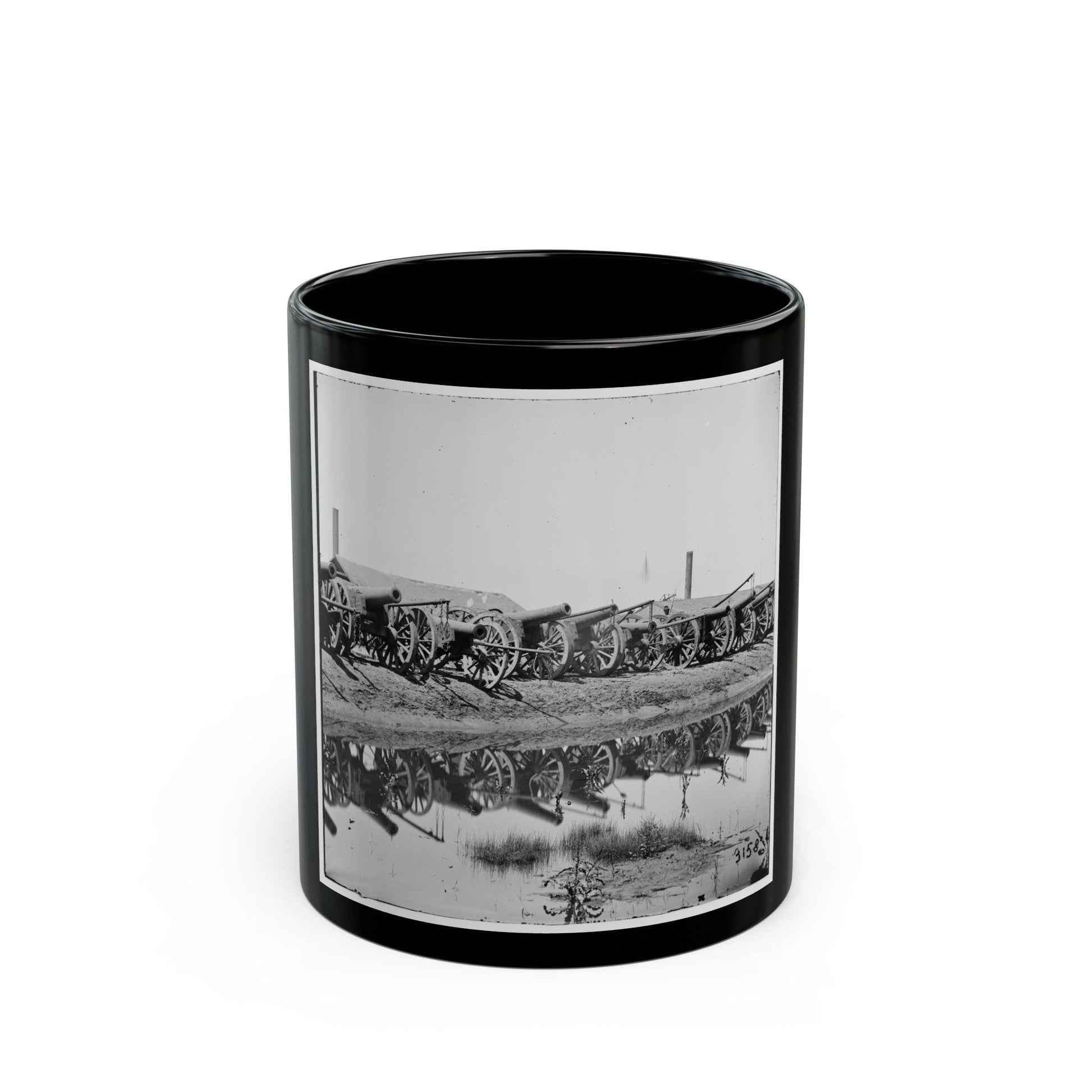 Richmond, Va. Captured Siege Guns At Rocketts; Different View 001 (U.S. Civil War) Black Coffee Mug-11oz-The Sticker Space