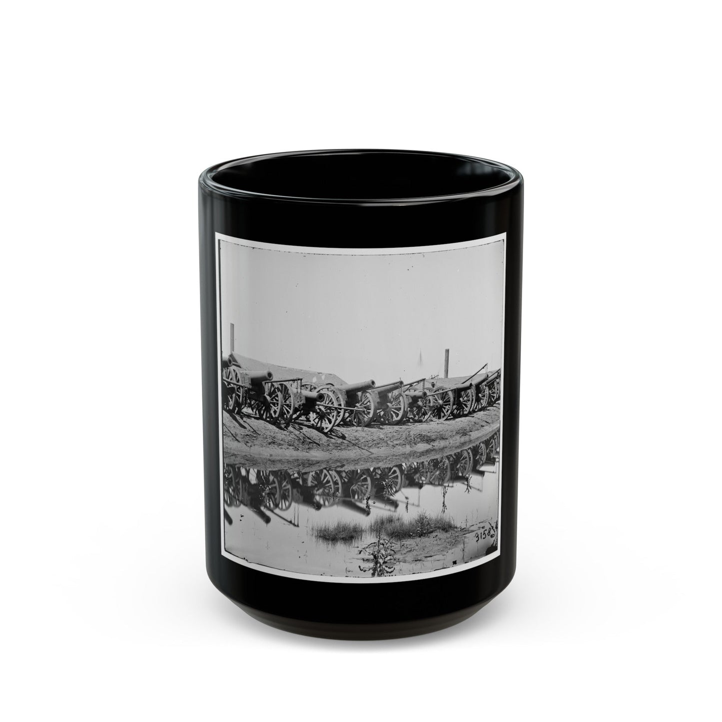 Richmond, Va. Captured Siege Guns At Rocketts; Different View 001 (U.S. Civil War) Black Coffee Mug-15oz-The Sticker Space