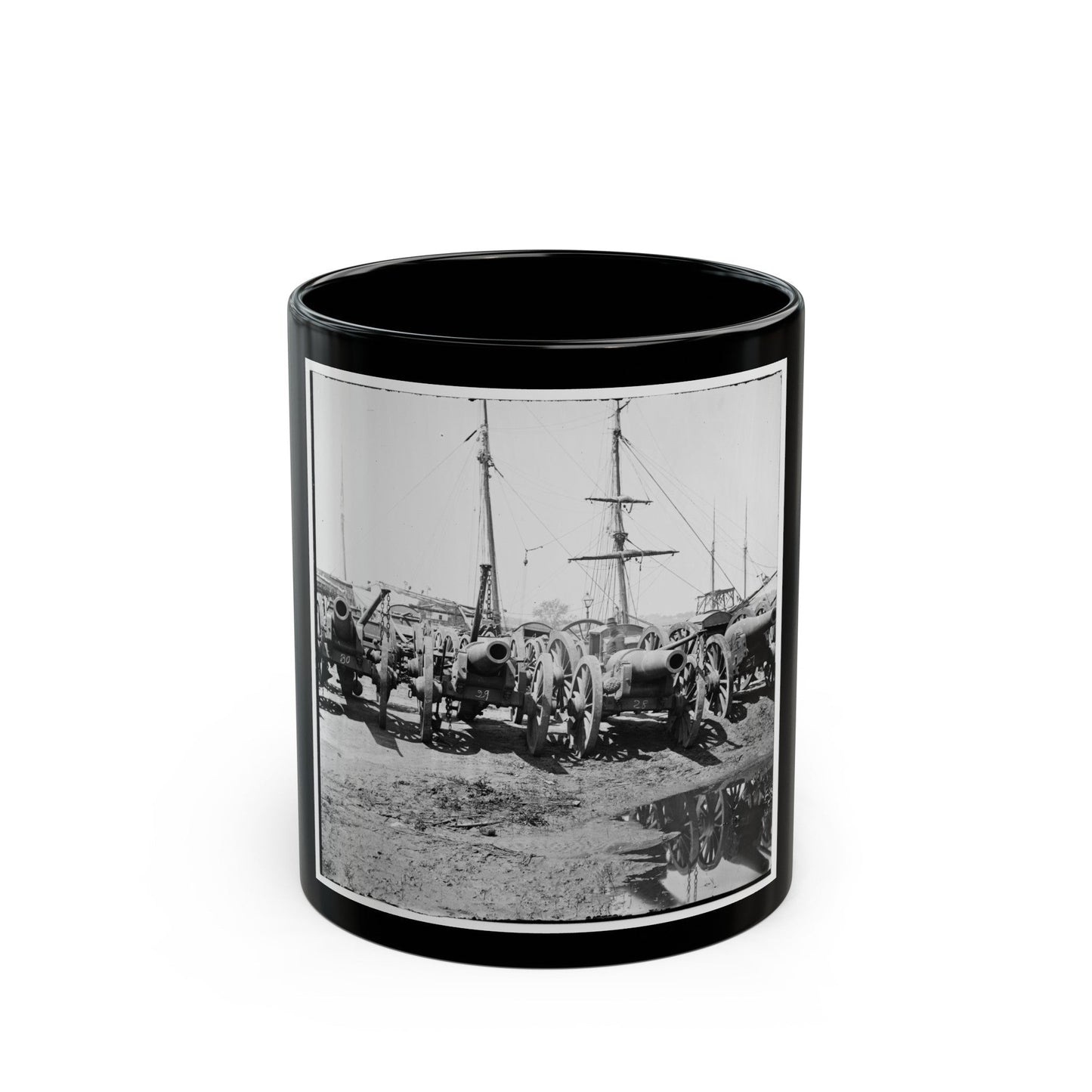 Richmond, Va. Captured Siege Guns At Rocketts; Different View 002 (U.S. Civil War) Black Coffee Mug-11oz-The Sticker Space