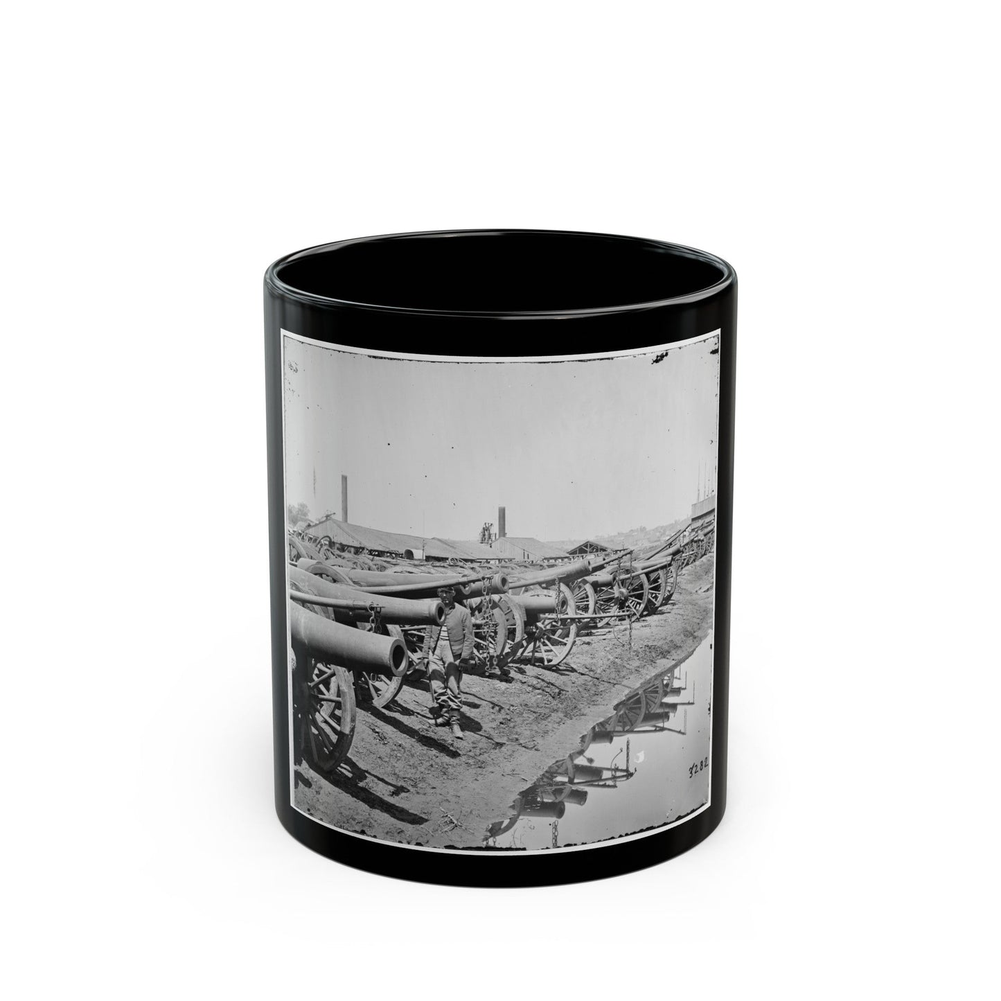 Richmond, Va. Captured Siege Guns At Rocketts; Different View (U.S. Civil War) Black Coffee Mug-11oz-The Sticker Space