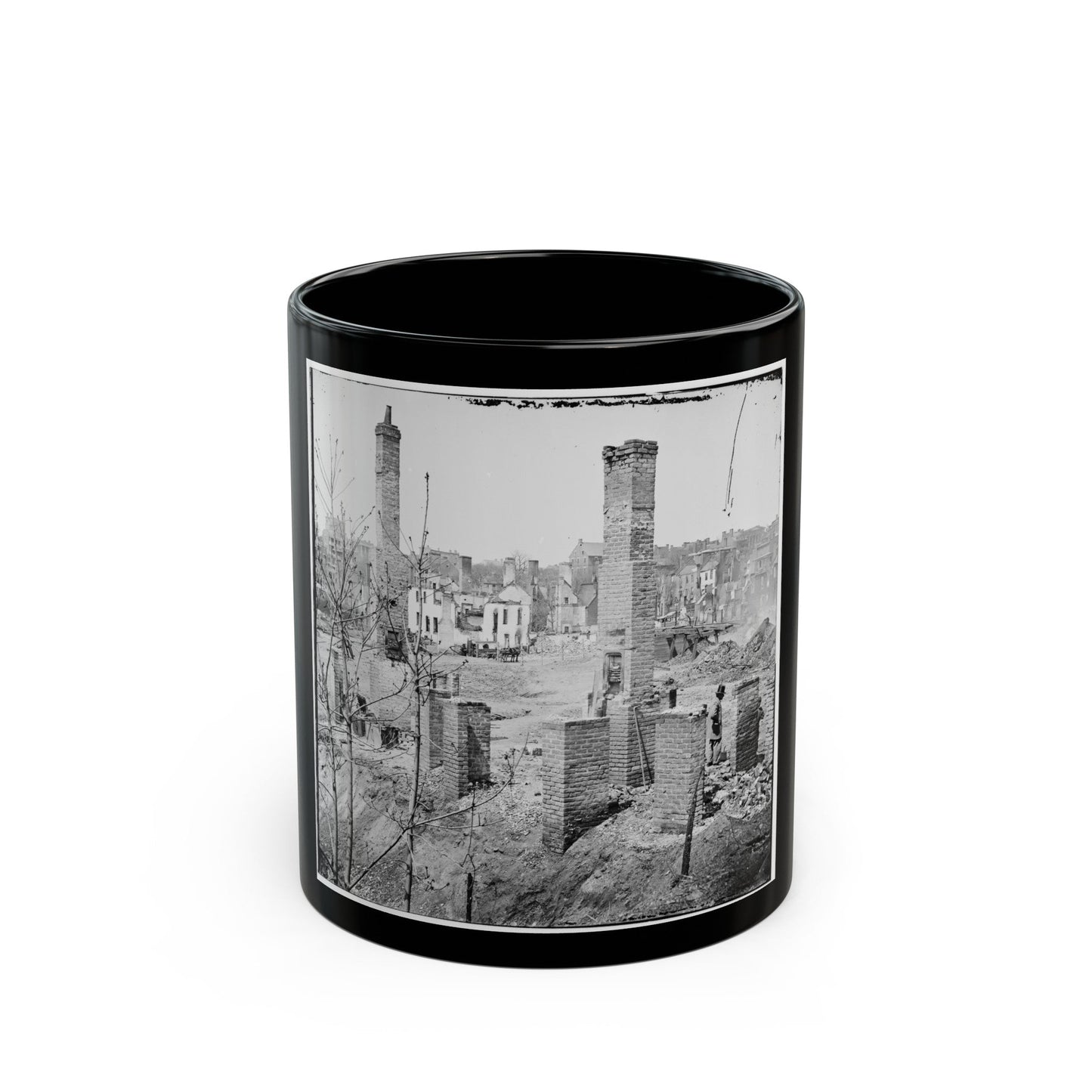 Richmond, Va. Chimneys Standing In The Burned District (U.S. Civil War) Black Coffee Mug-11oz-The Sticker Space