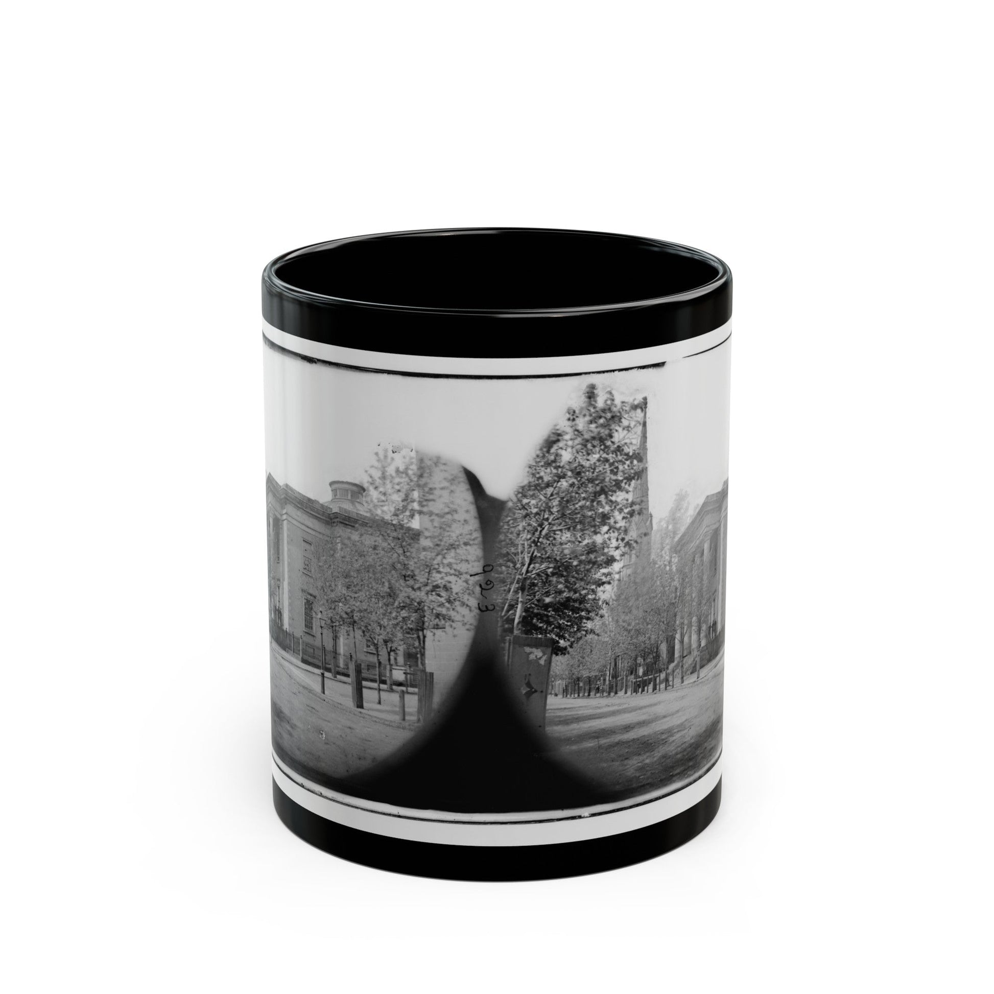 Richmond, Va. City Hall; Sycamore Church Beyond (Capitol Street) (U.S. Civil War) Black Coffee Mug-11oz-The Sticker Space