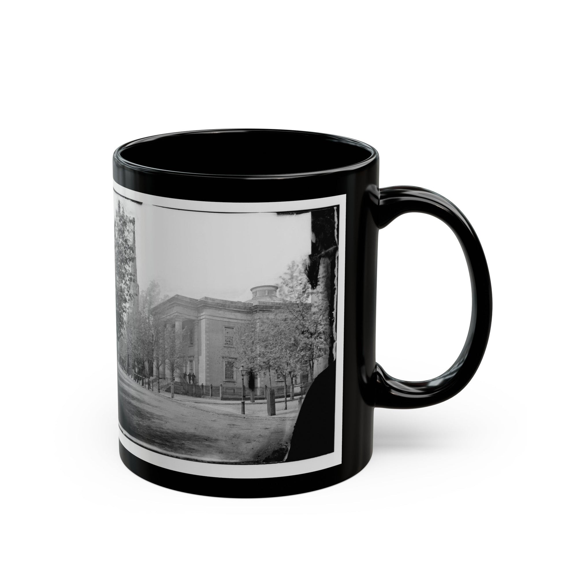 Richmond, Va. City Hall; Sycamore Church Beyond (Capitol Street) (U.S. Civil War) Black Coffee Mug-The Sticker Space