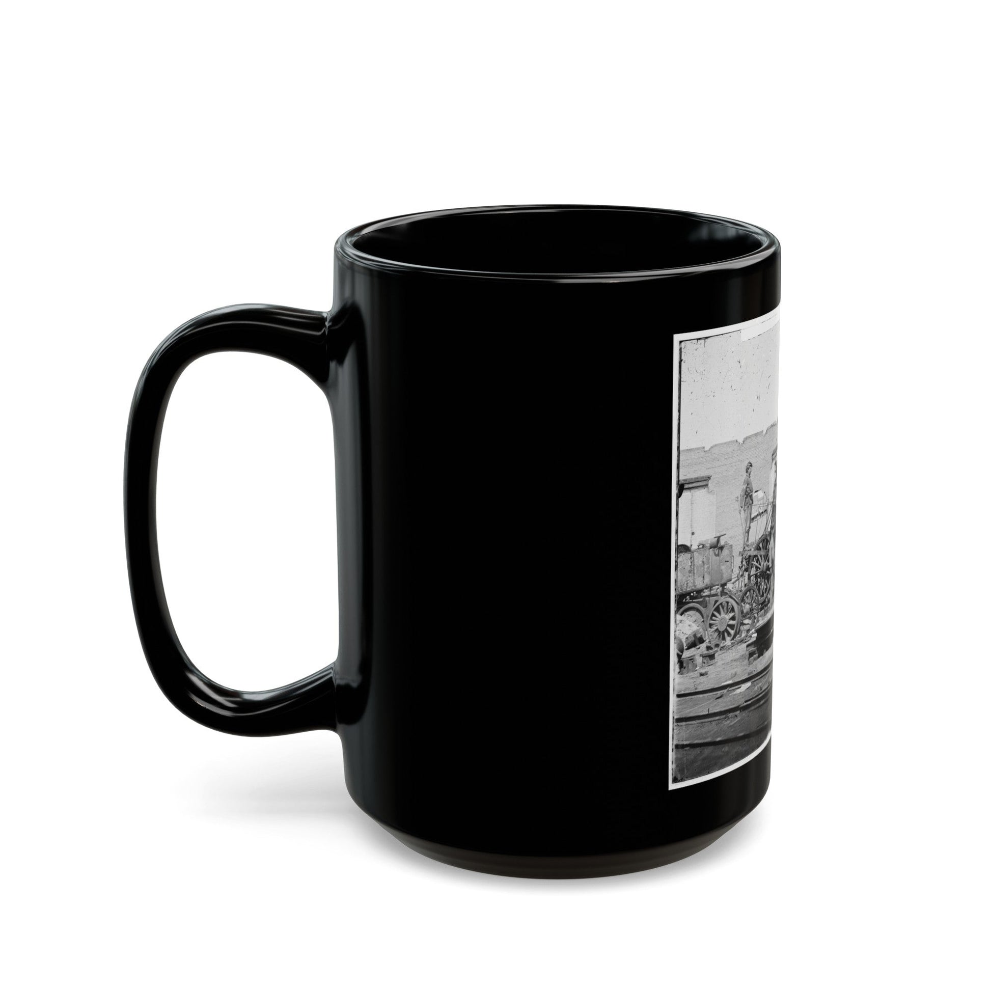 Richmond, Va. Crippled Locomotive, Richmond & Petersburg Railroad Depot (U.S. Civil War) Black Coffee Mug-The Sticker Space