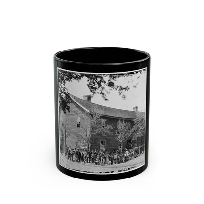 Richmond, Va. Crowd Before Headquarters Of The U.S. Christian Commission (U.S. Civil War) Black Coffee Mug-11oz-The Sticker Space