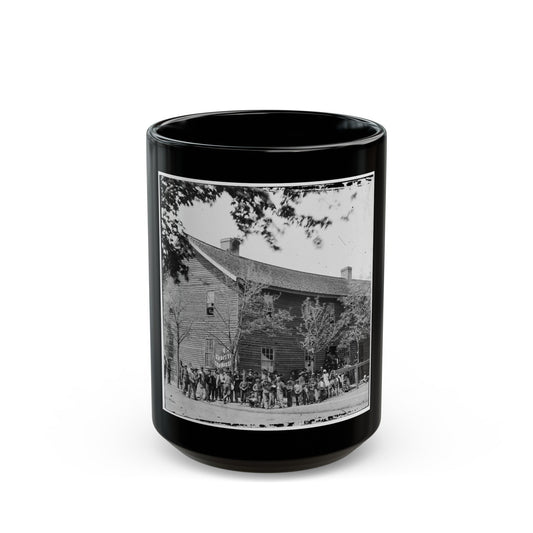 Richmond, Va. Crowd Before Headquarters Of The U.S. Christian Commission (U.S. Civil War) Black Coffee Mug-15oz-The Sticker Space