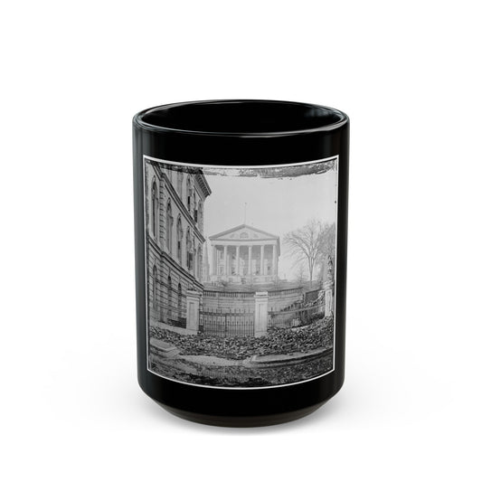 Richmond, Va. Custom House (Left) And Capitol (Center); Rubble In Street (U.S. Civil War) Black Coffee Mug-15oz-The Sticker Space