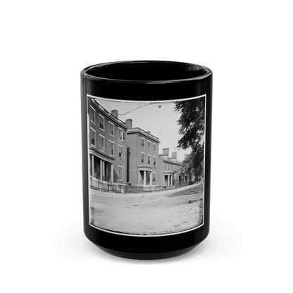 Richmond, Va. Franklin Street, Including The Residence Of Gen. Robert E. Lee (Second From Left) (U.S. Civil War) Black Coffee Mug-15oz-The Sticker Space