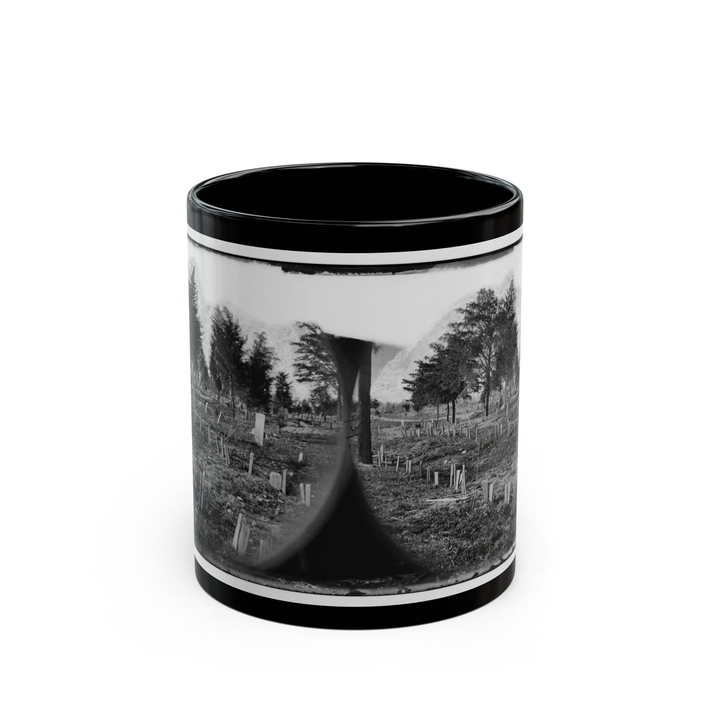 Richmond, Va. Graves Of Confederate Soldiers In Oakwood Cemetery, With Board Markers (U.S. Civil War) Black Coffee Mug-11oz-The Sticker Space