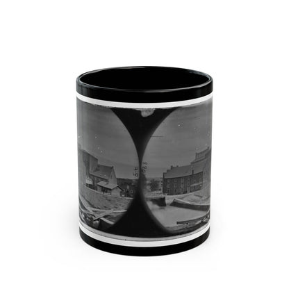 Richmond, Va. Haxall & Crenshaw's Flour Mill; Canal Lock In Foreground (U.S. Civil War) Black Coffee Mug-11oz-The Sticker Space