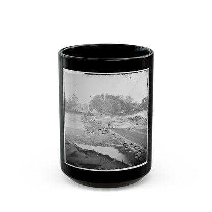 Richmond, Va. Pontoon Bridges Across The James, Looking Toward Manchester (U.S. Civil War) Black Coffee Mug-15oz-The Sticker Space