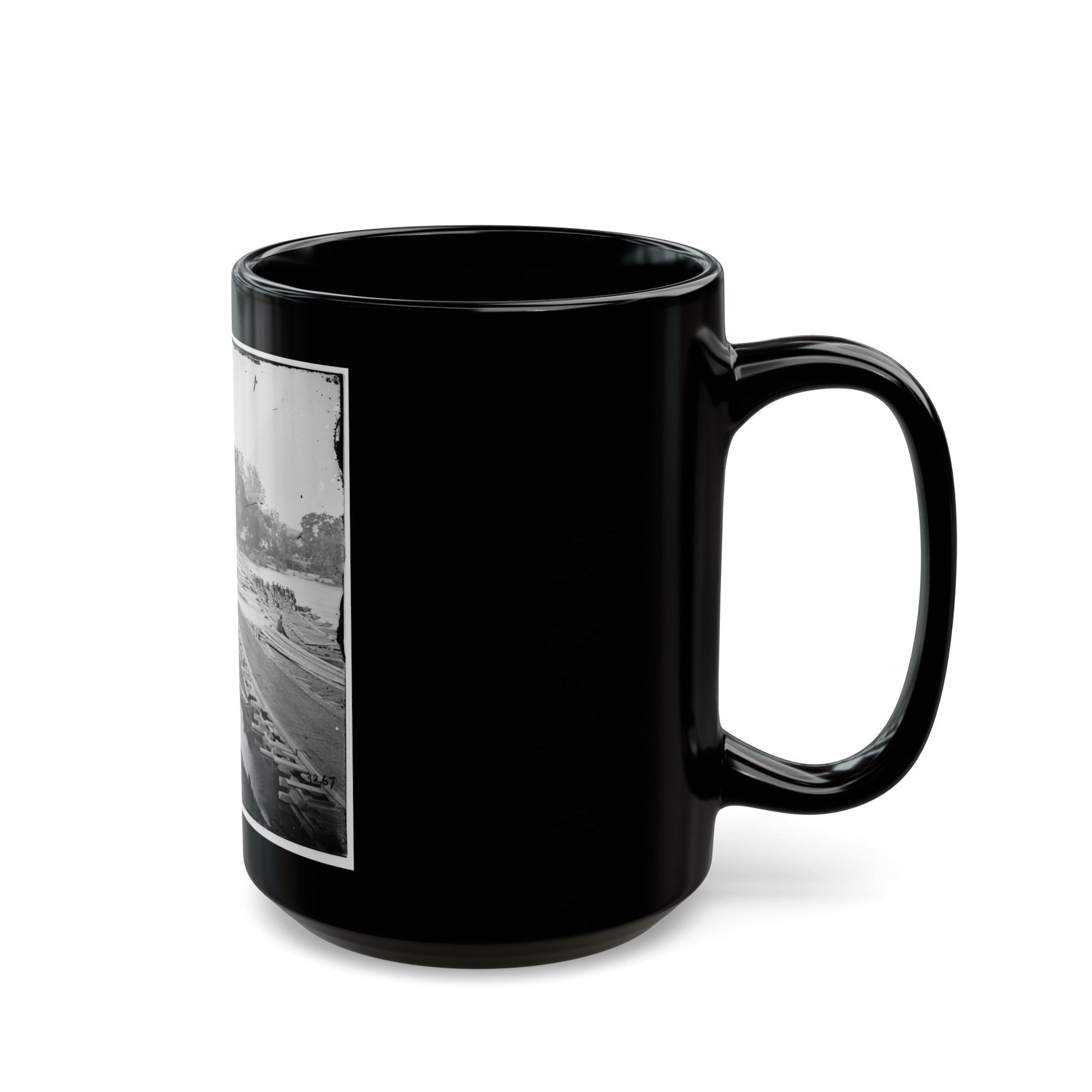 Richmond, Va. Pontoon Bridges Across The James, Looking Toward Manchester (U.S. Civil War) Black Coffee Mug-The Sticker Space