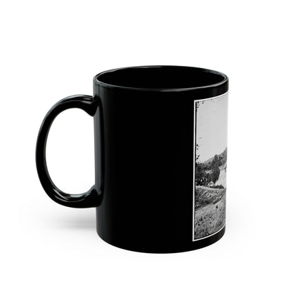 Richmond, Va. Railroad Bridge And Old Dominion Iron And Nail Works On Belle Isle (U.S. Civil War) Black Coffee Mug-The Sticker Space